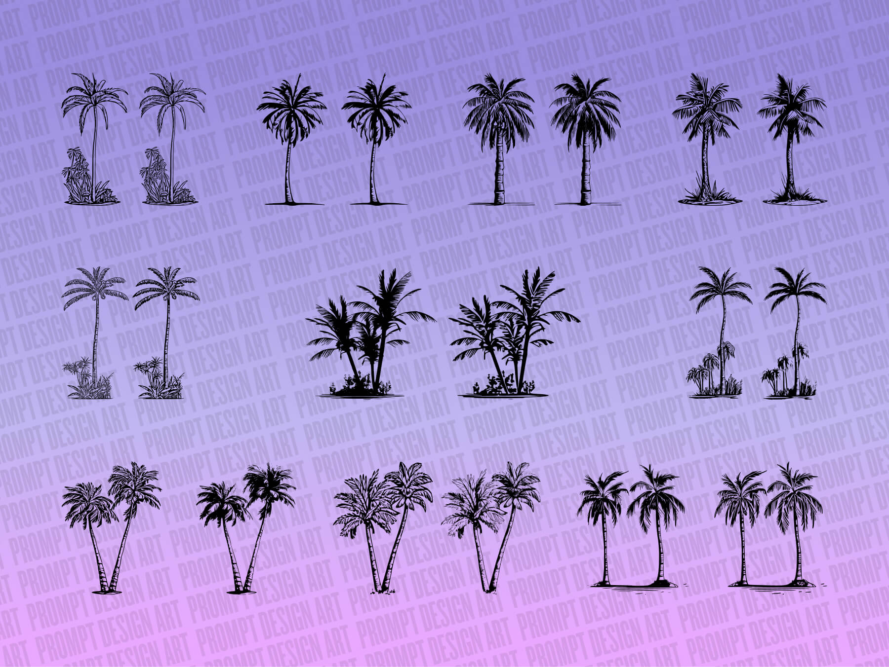 Palm Trees Tropical Clip Art Svg Bundle Prompt Design Art